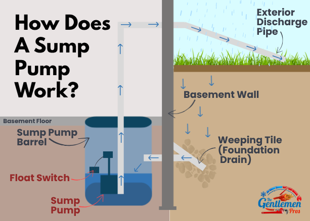 Diagram of sump pump components