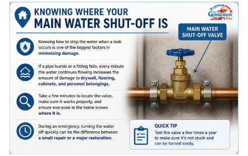 Home's main water shutoff valve